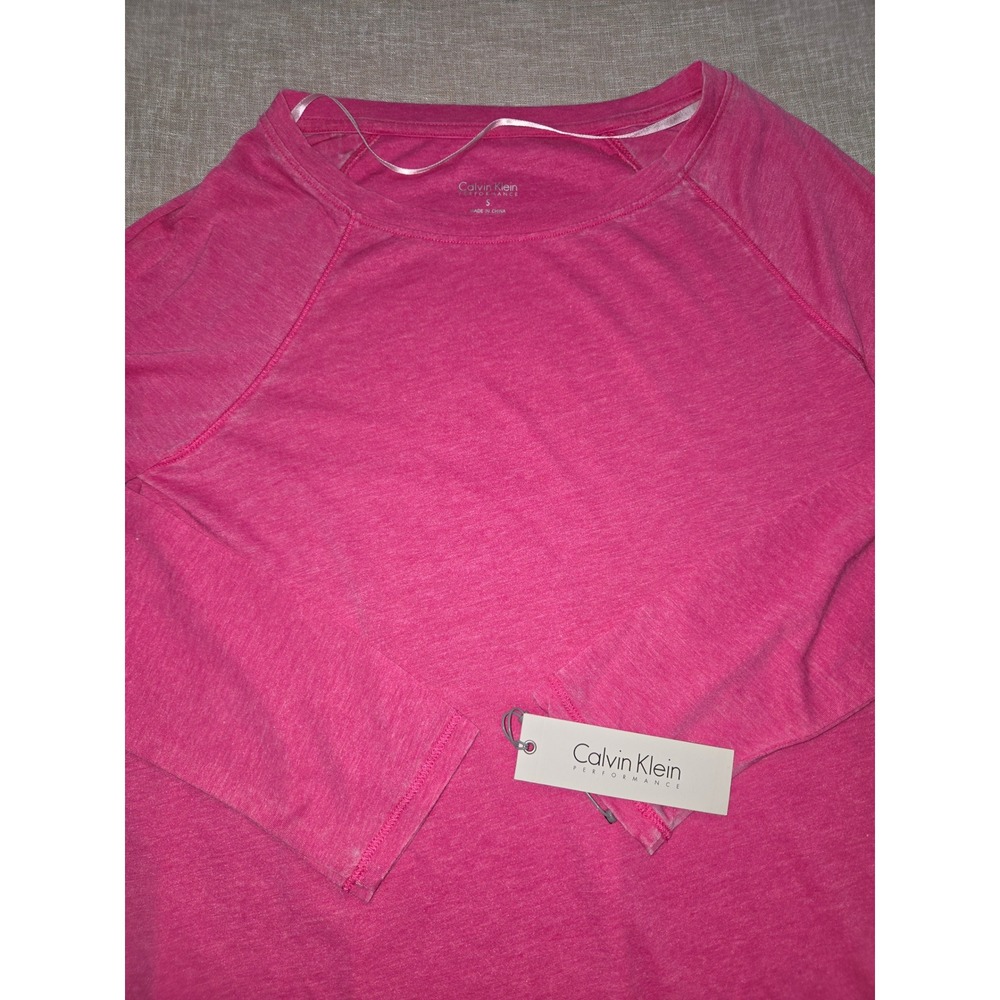 Calvin Klein Performance Womens Pink Long Sleeve High Low Active Top S PF5T3724